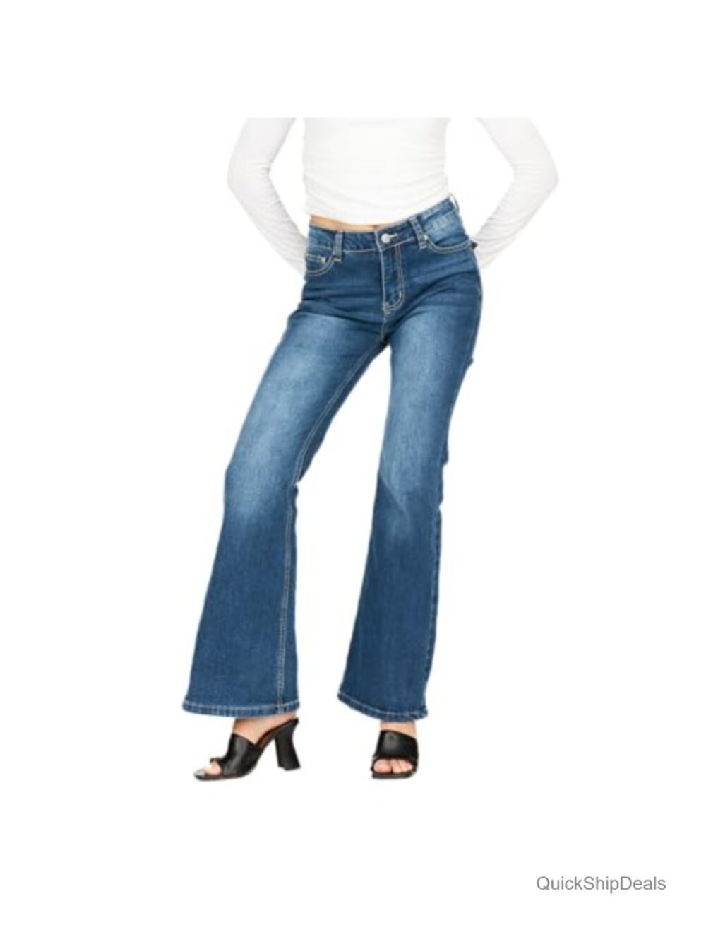 Forever 21 High-Rise Flare Stretch Jeans Star Embroidery Retro Y2K Denim Pants